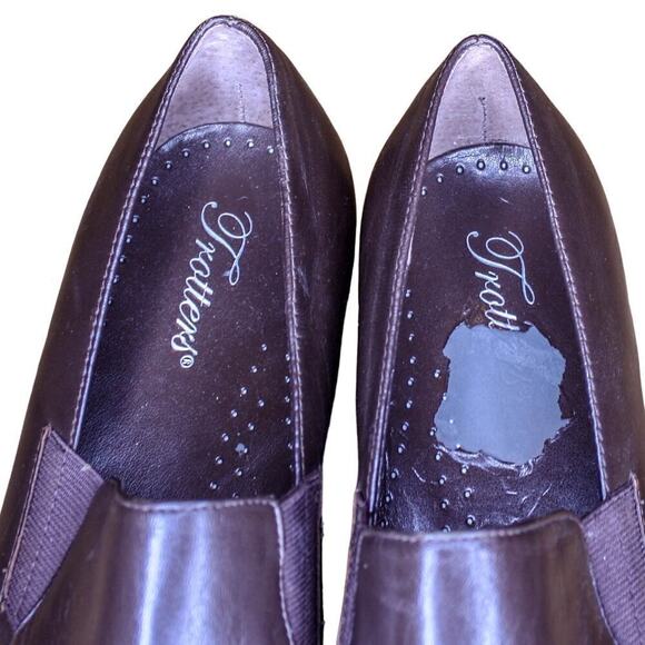 Trotters Loafers Slip On Shoes Chocolate Brown Leather Square Toe 8WW - Picture 5 of 6